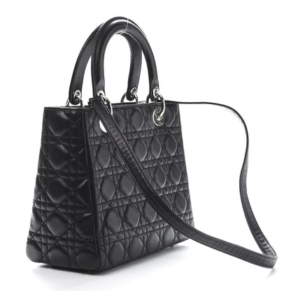 Christian Dior Lambskin Cannage Medium Lady Dior Black 3 of 13