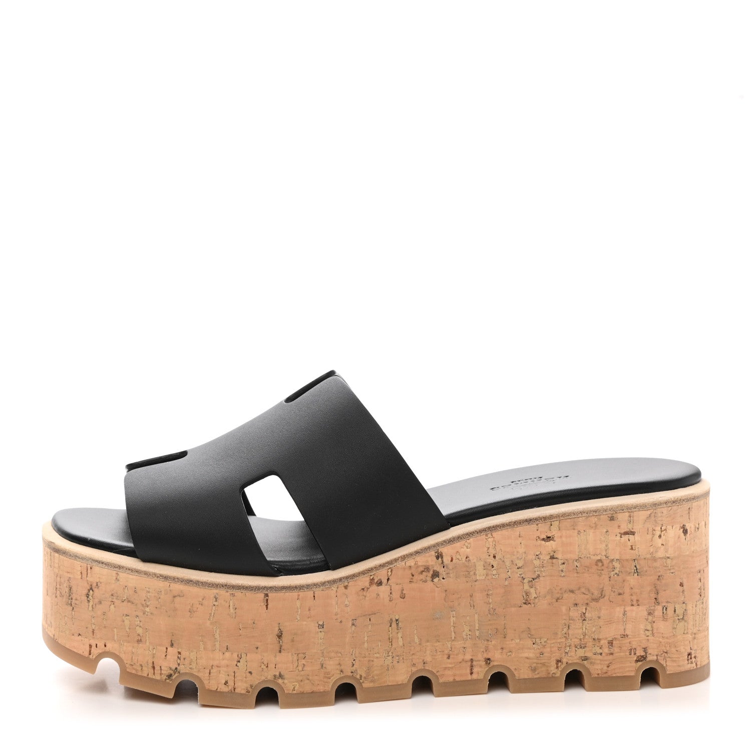 Hermes Calfskin Cork Eze 30 Sandals 36 Black 1 of 9