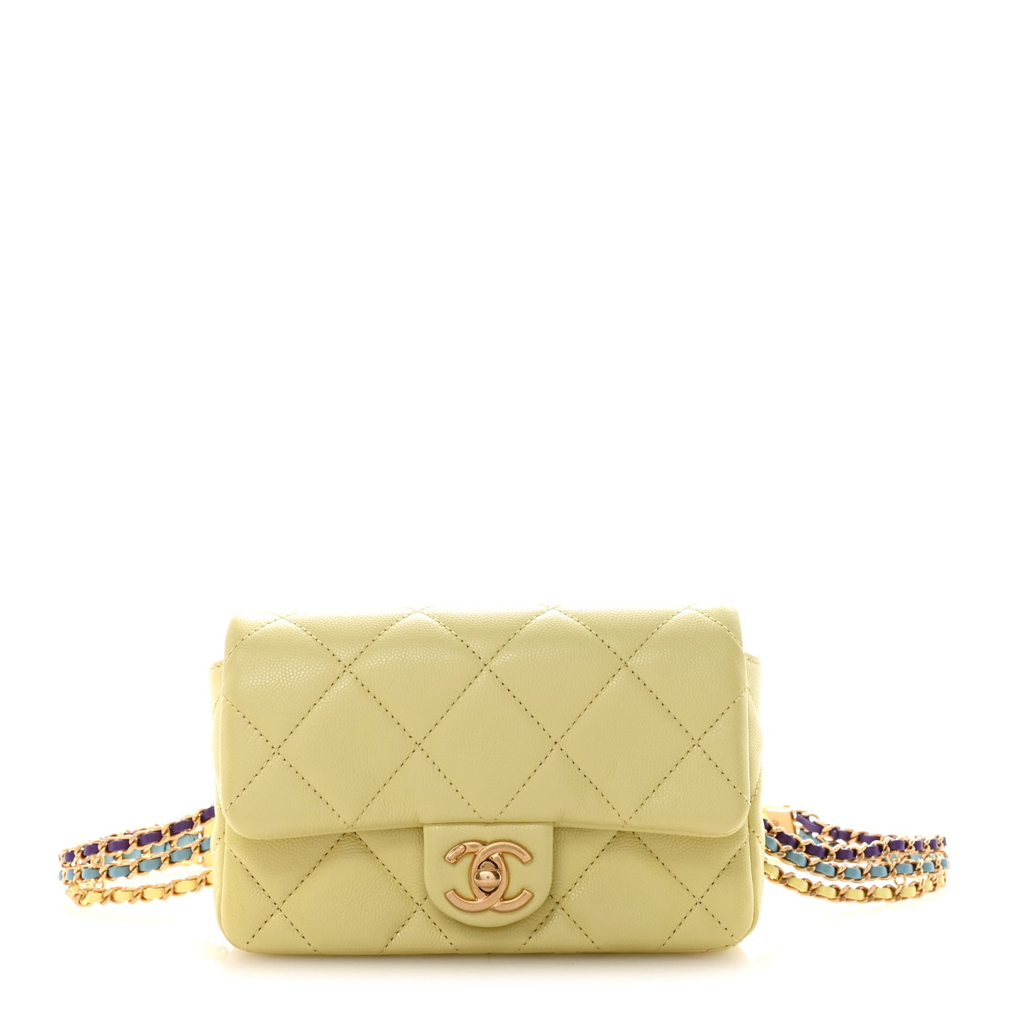 Shiny Caviar Belt Bag Light Green