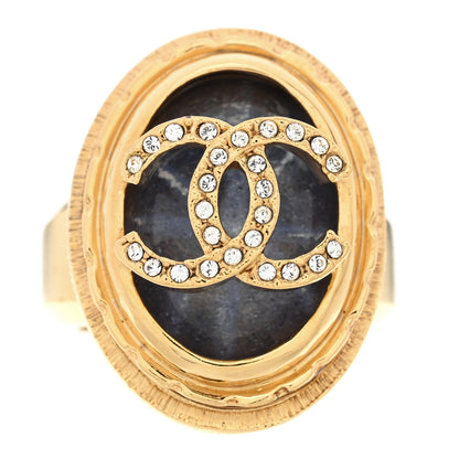 Chanel Gripoix Crystal CC Ring 50/5.25 Gold 1 of 4