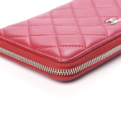 Chanel Lambskin Quilted Zip Around Wallet Dark Pink 11 of 13