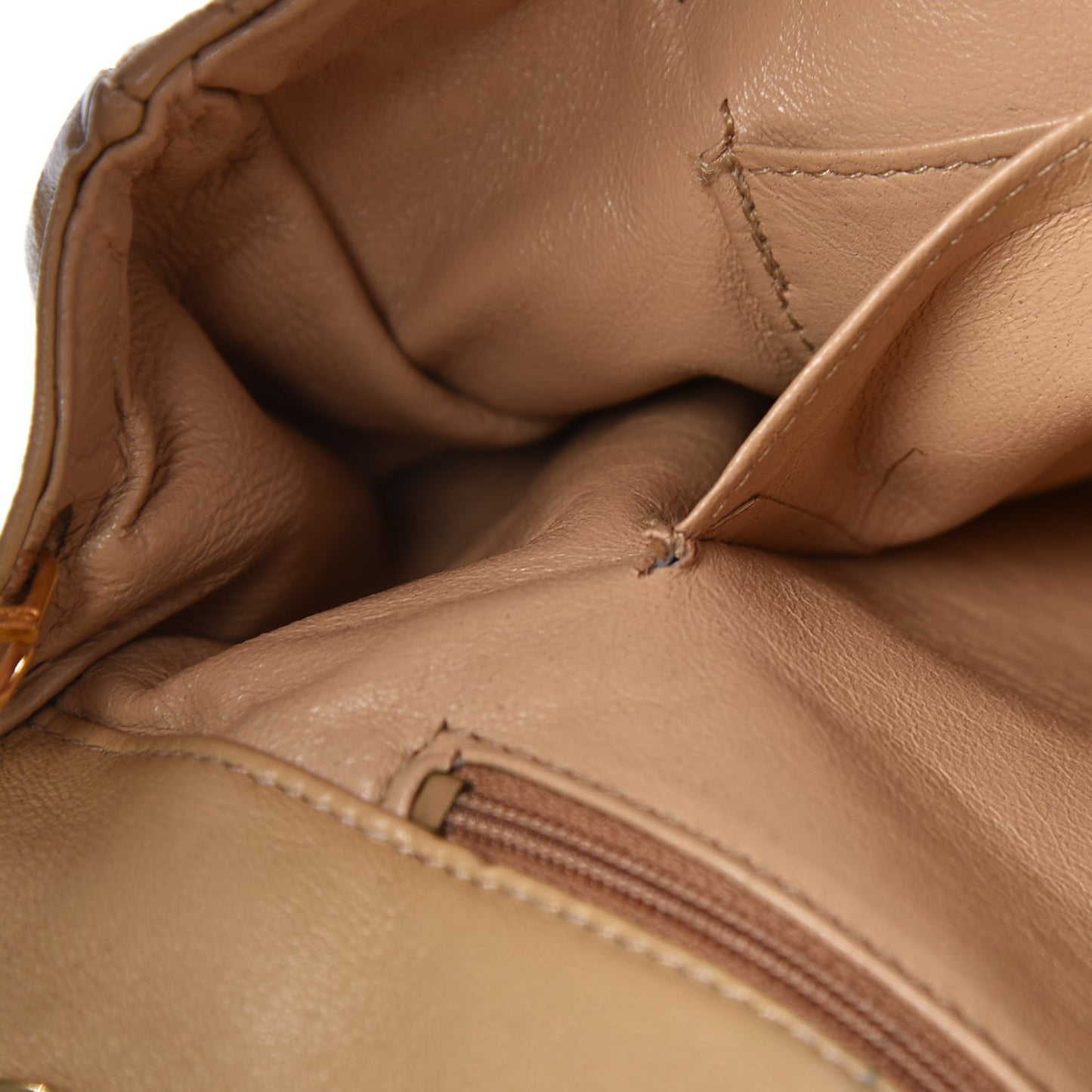 Lambskin Quilted Jumbo Single Flap Beige