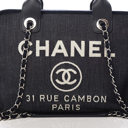 Chanel Denim Deauville Bowling Bag Dark Blue 10 of 10