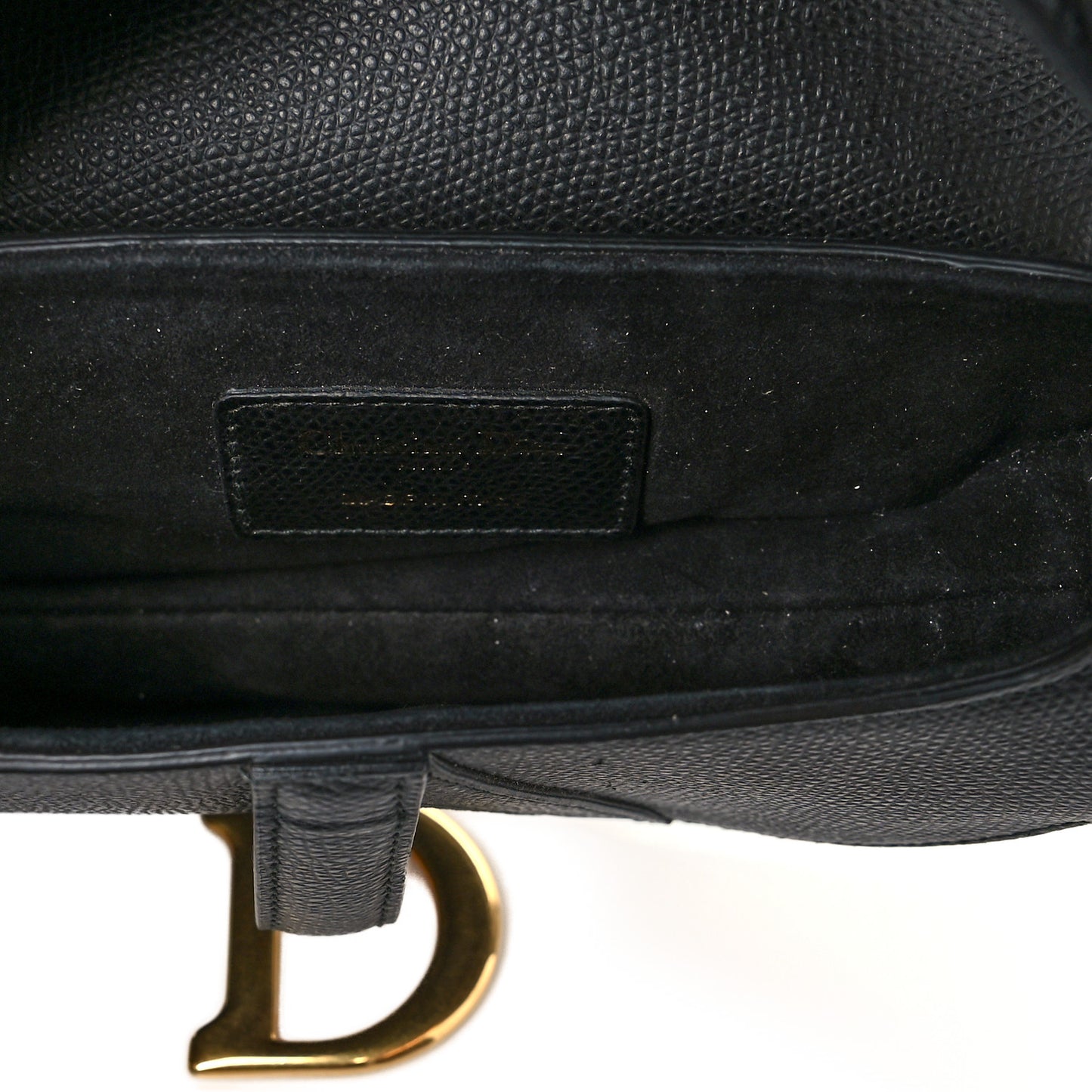 Grained Calfskin Mini Saddle Bag Black