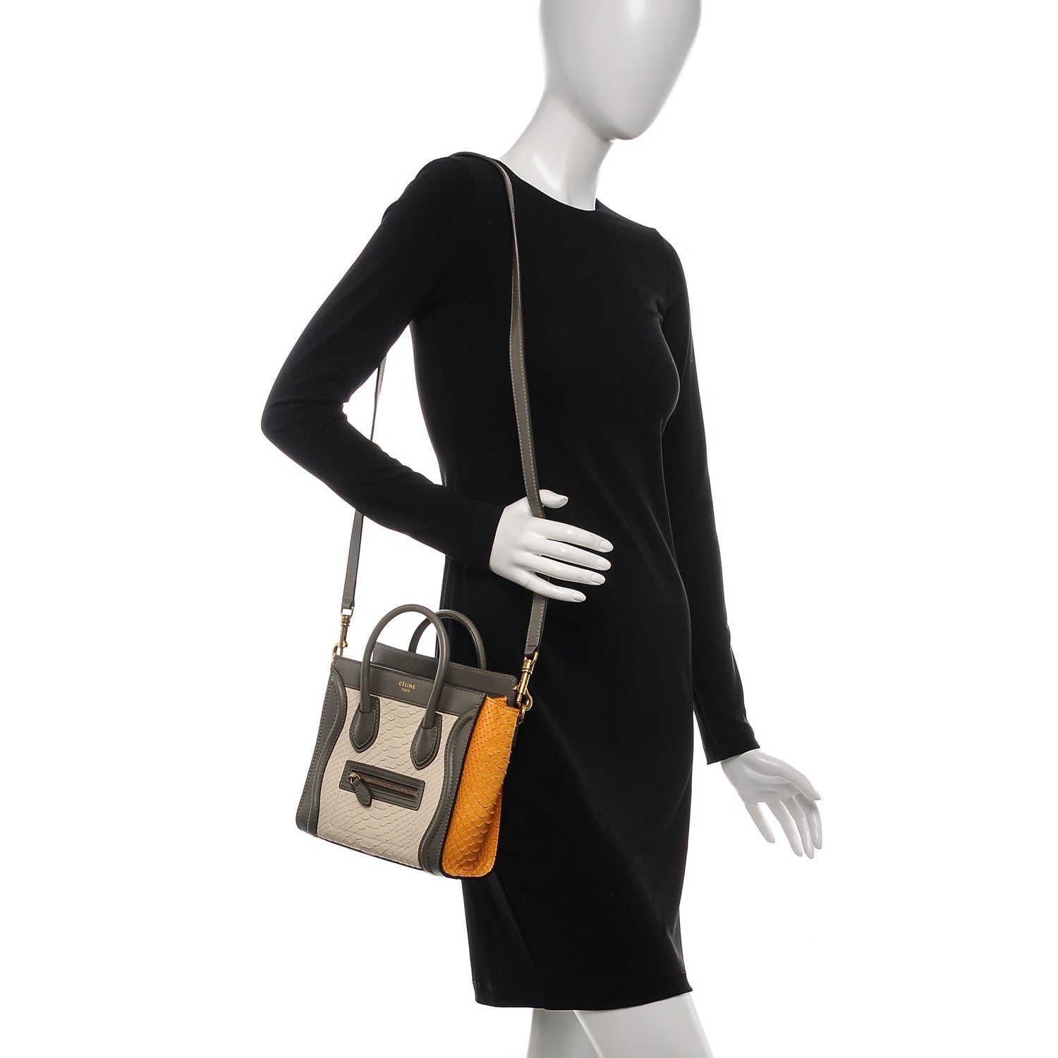 Celine Python Nano Tri-Color Luggage Saffron 2 of 7