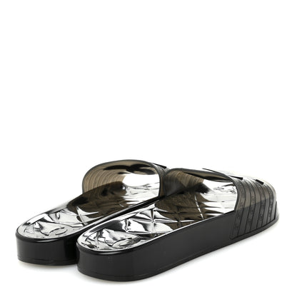 Chanel PVC Transparent CC Flat Slide Sandals 39 Black 5 of 8