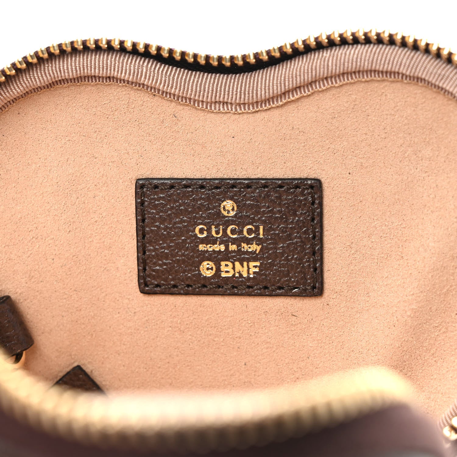 Gucci X BNF GG Supreme Monogram Textured Dollar Calfskin Bananya Print Heart Coin Purse Beige Ebony Multicolor New Acero 6 of 8