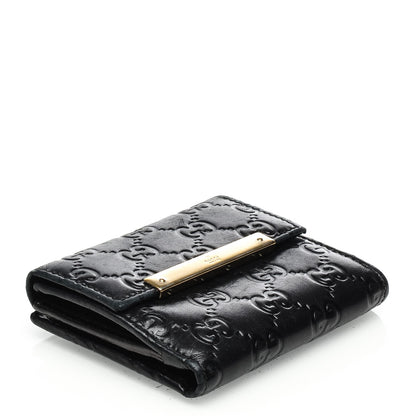 Gucci Guccissima Metal Bar French Flap Wallet Black 4 of 11