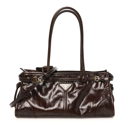 Prada Shiny Nappa Medium Bonnie Shoulder Bag Moro 1 of 9