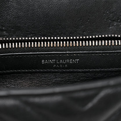 Saint Laurent Sheepskin Matelasse Chevron Monogram Medium College Bag Black 7 of 13