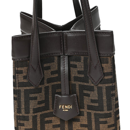 Fendi Fabric Jacquard Vitello Grace FF 1974 Mini Fendi Origami Tobacco Moro Ebano 7 of 9
