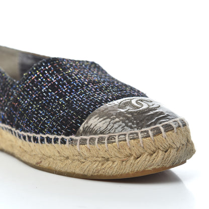 Chanel Tweed Patent Goatskin CC Espadrilles 36 Black Pink Yellow Silver 10 of 21
