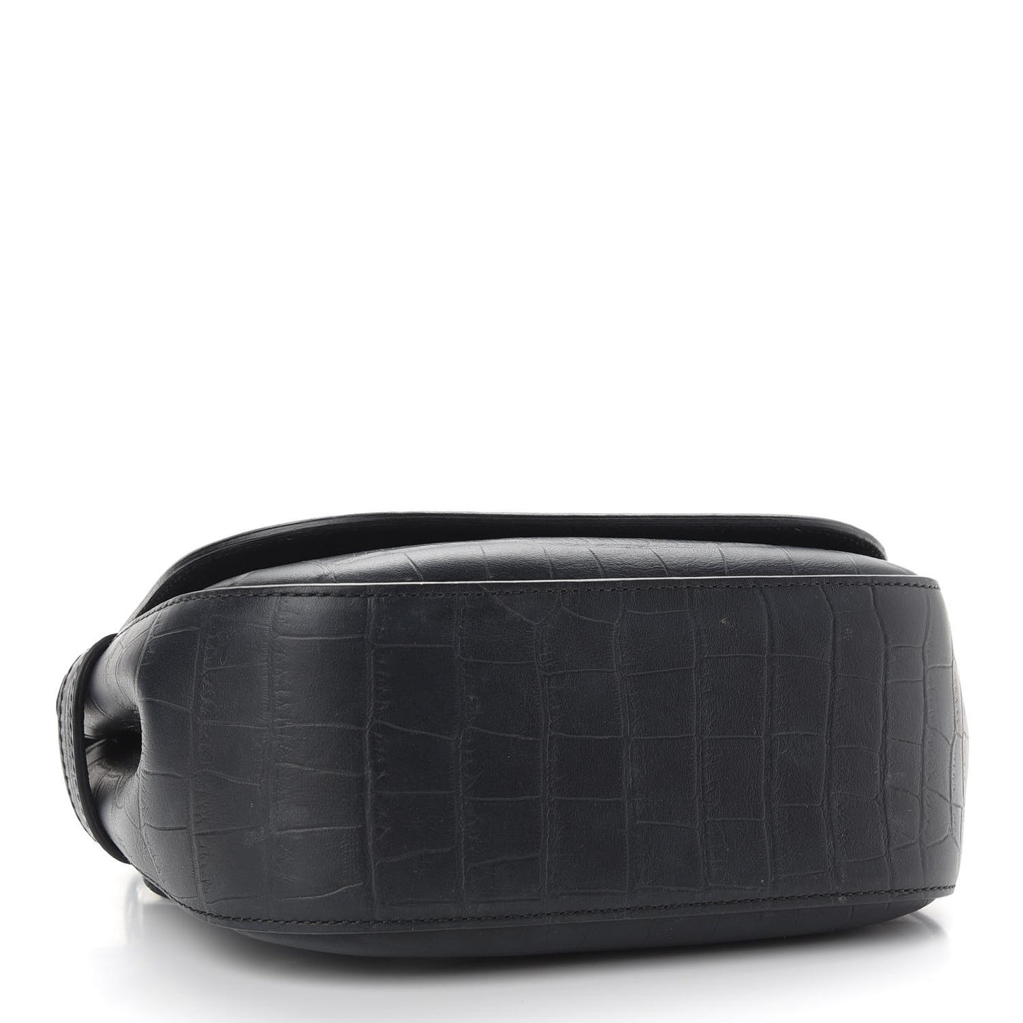 Calfskin Crocodile Embossed Small Amberley Satchel Black