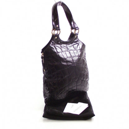 Saint Laurent Patent Crocodile Embossed Tribute Tote Black 3 of 10