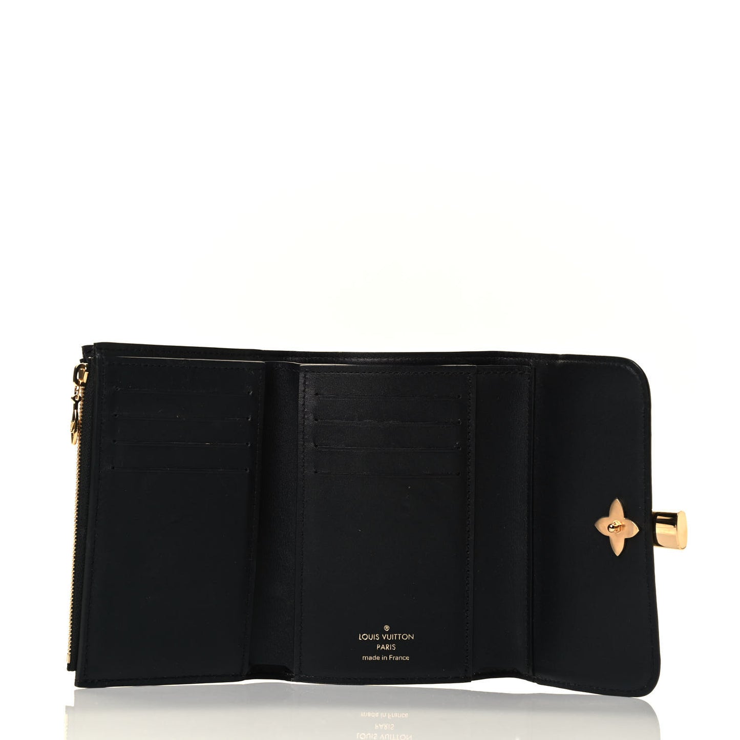 Monogram Flower Lock Compact Wallet Black