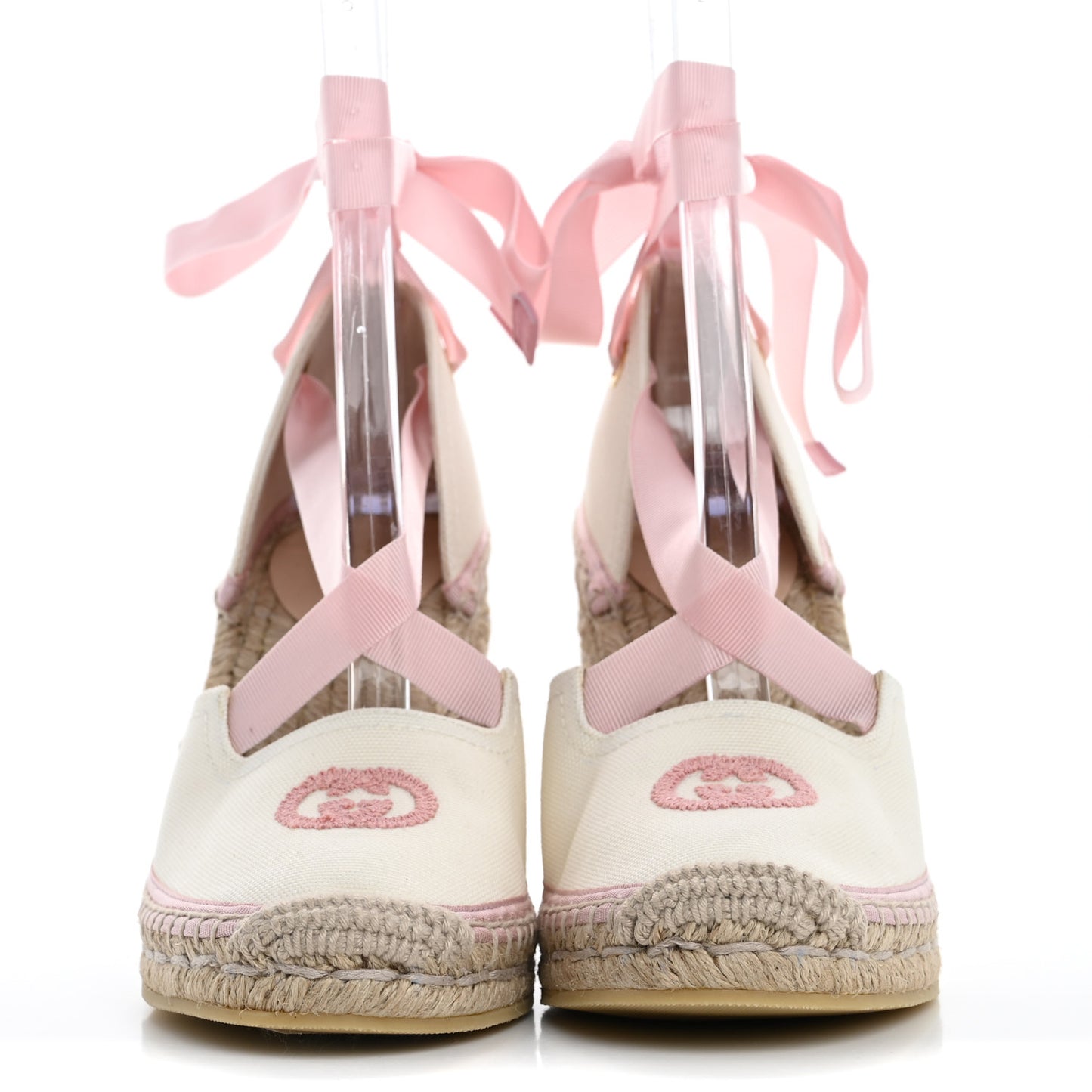 Canvas Grossgrain Embroidered Judit Ankle Wrap Platform 35/120mm Espadrille Wedges 37 White Shell