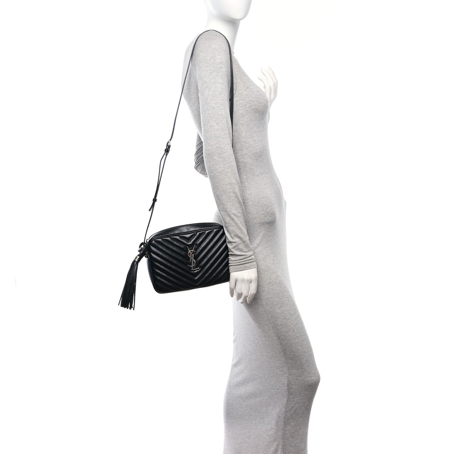 Saint Laurent Calfskin Matelasse Monogram Lou Camera Bag Black 3 of 10