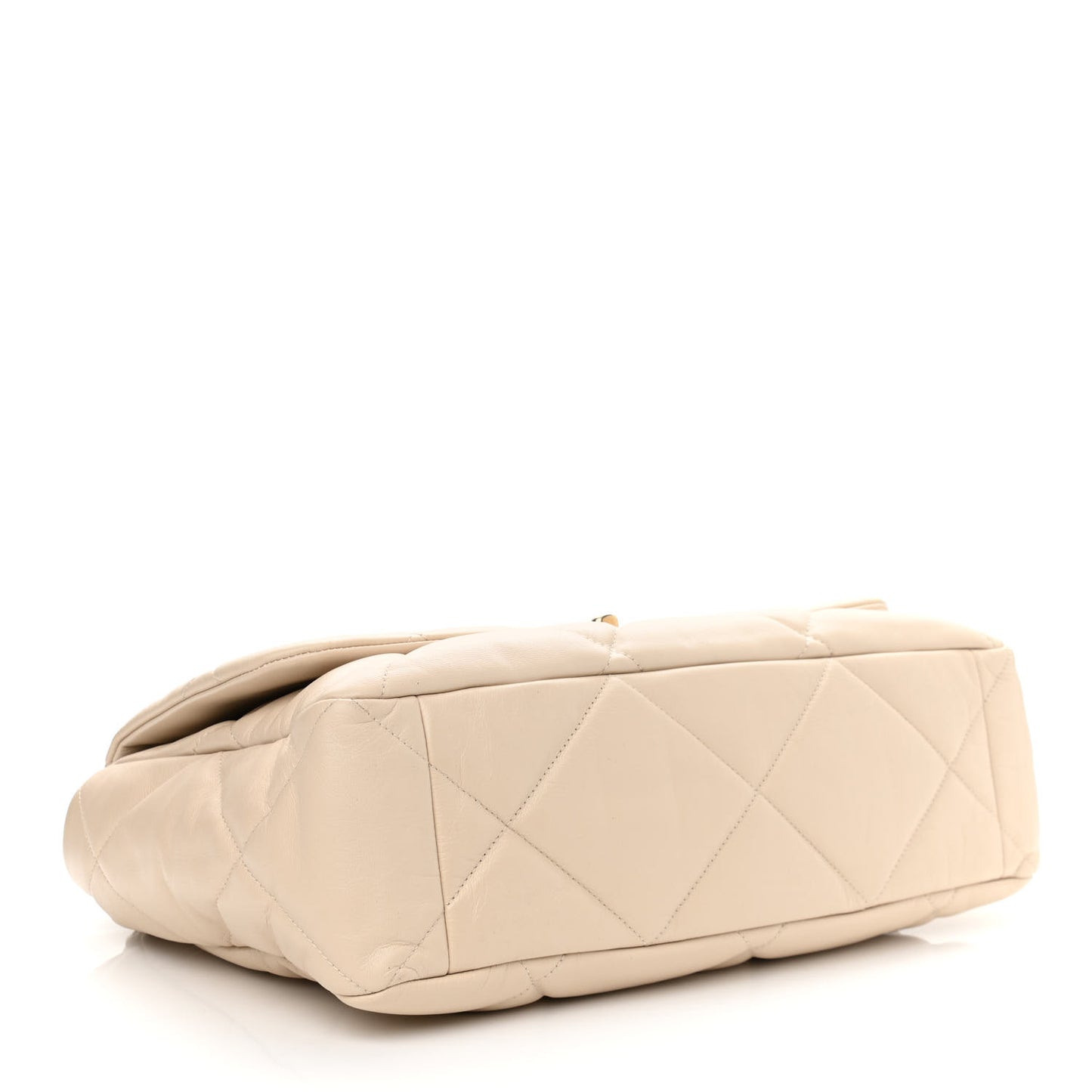 Goatskin Quilted Maxi Chanel 19 Flap Beige