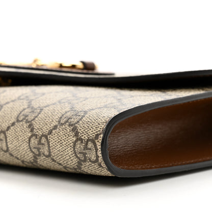 Gucci GG Supreme Monogram Azalea Calfskin Web Small Horsebit 1955 Crossbody Bag Beige Ebony Brown Sugar 10 of 11