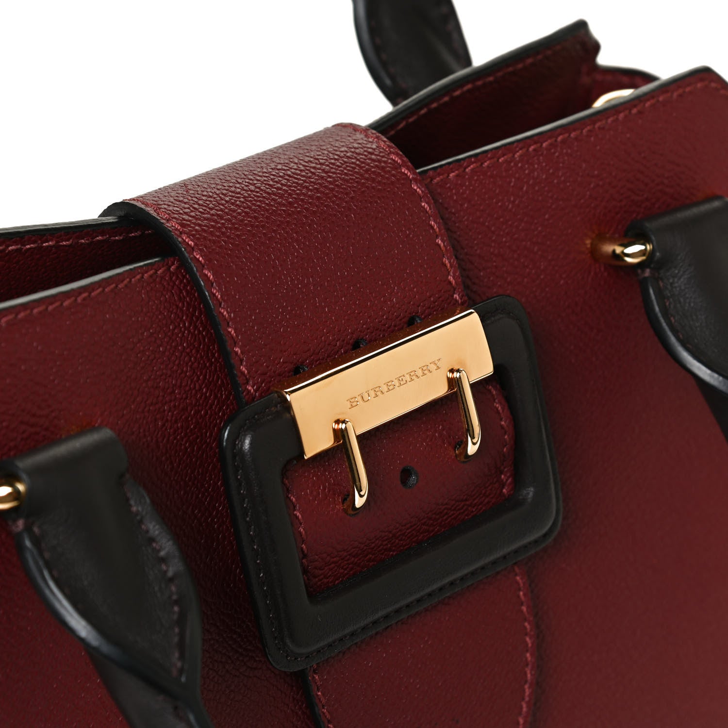 Burberry Soft Grain Calfskin Small Buckle Tote Antique Red 12 of 14