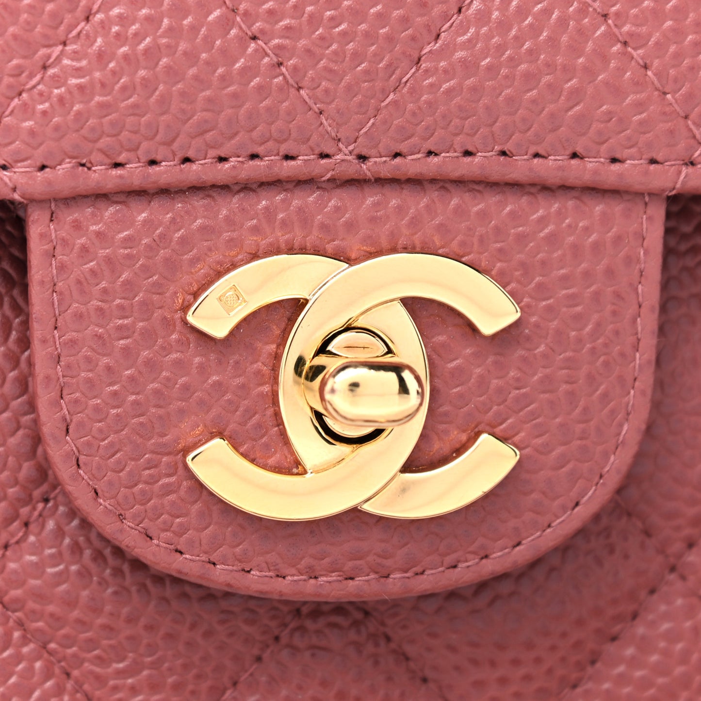 Caviar Quilted Medium Double Flap Red