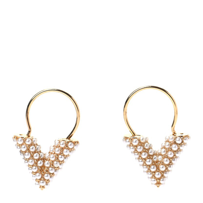 Louis Vuitton Brass Essential V Hoop Earrings Gold 1 of 4