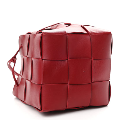 Bottega Veneta Lambskin Intreccio Small Crossbody Bucket Bag Dark Red 4 of 9