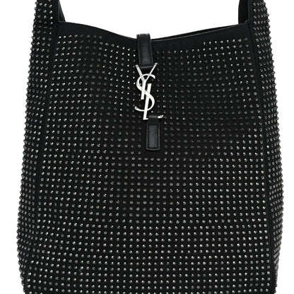 Saint Laurent Cotton Studded Le 5 A 7 Soft Hobo Black 7 of 9