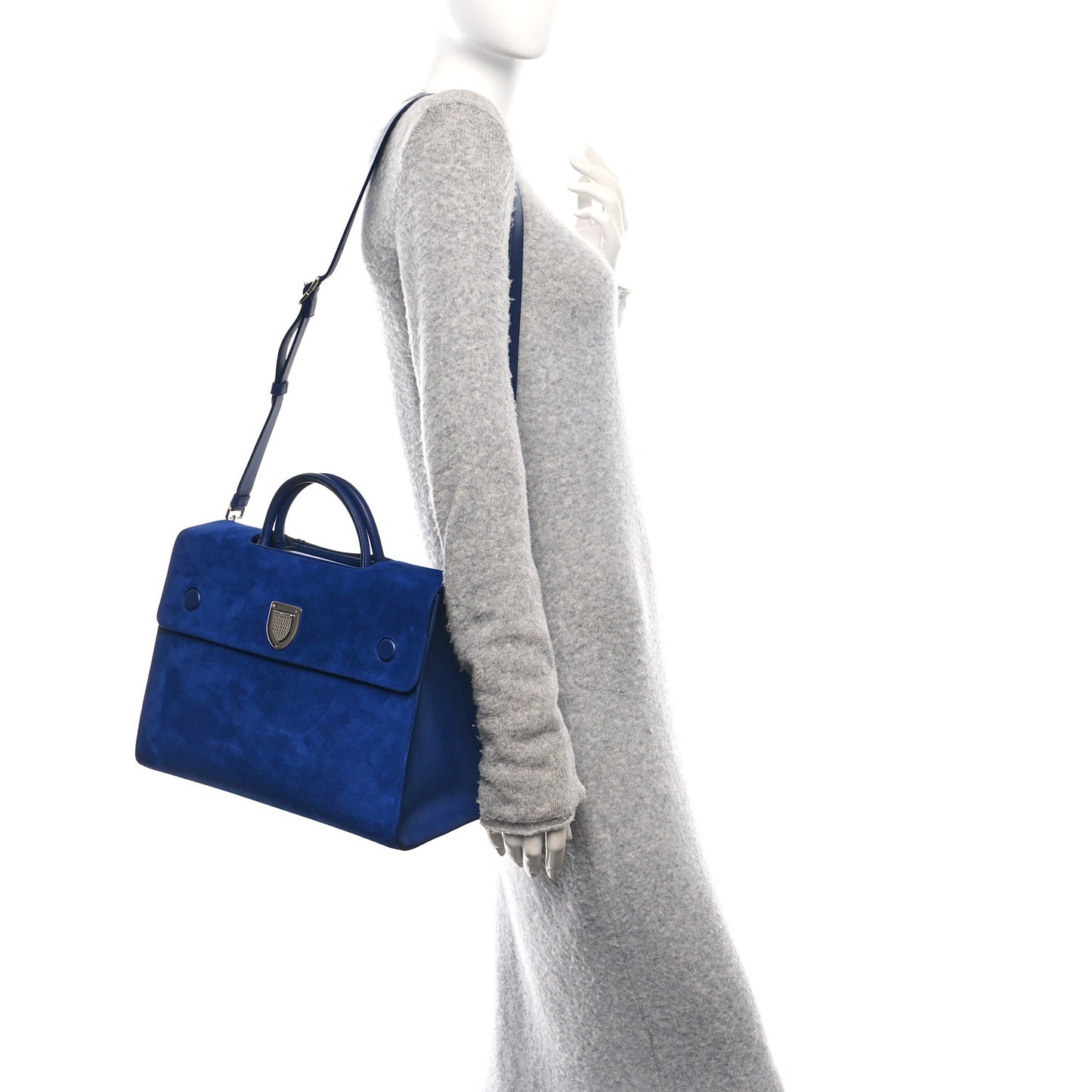 Suede Large Diorever Flap Navy