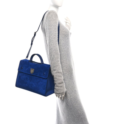 Christian Dior Suede Large Diorever Flap Navy 2 of 9