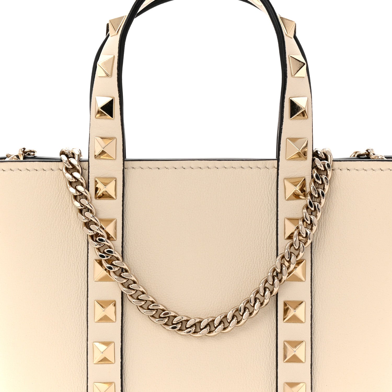 Valentino Garavani Pebbled Calfskin Rockstud North South Crossbody Bag Light Ivory 7 of 9