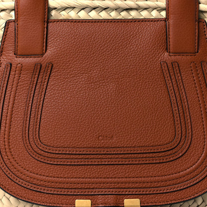 Chloe Raffia Small Grain Calfskin Medium Marcie Basket Tan 9 of 11