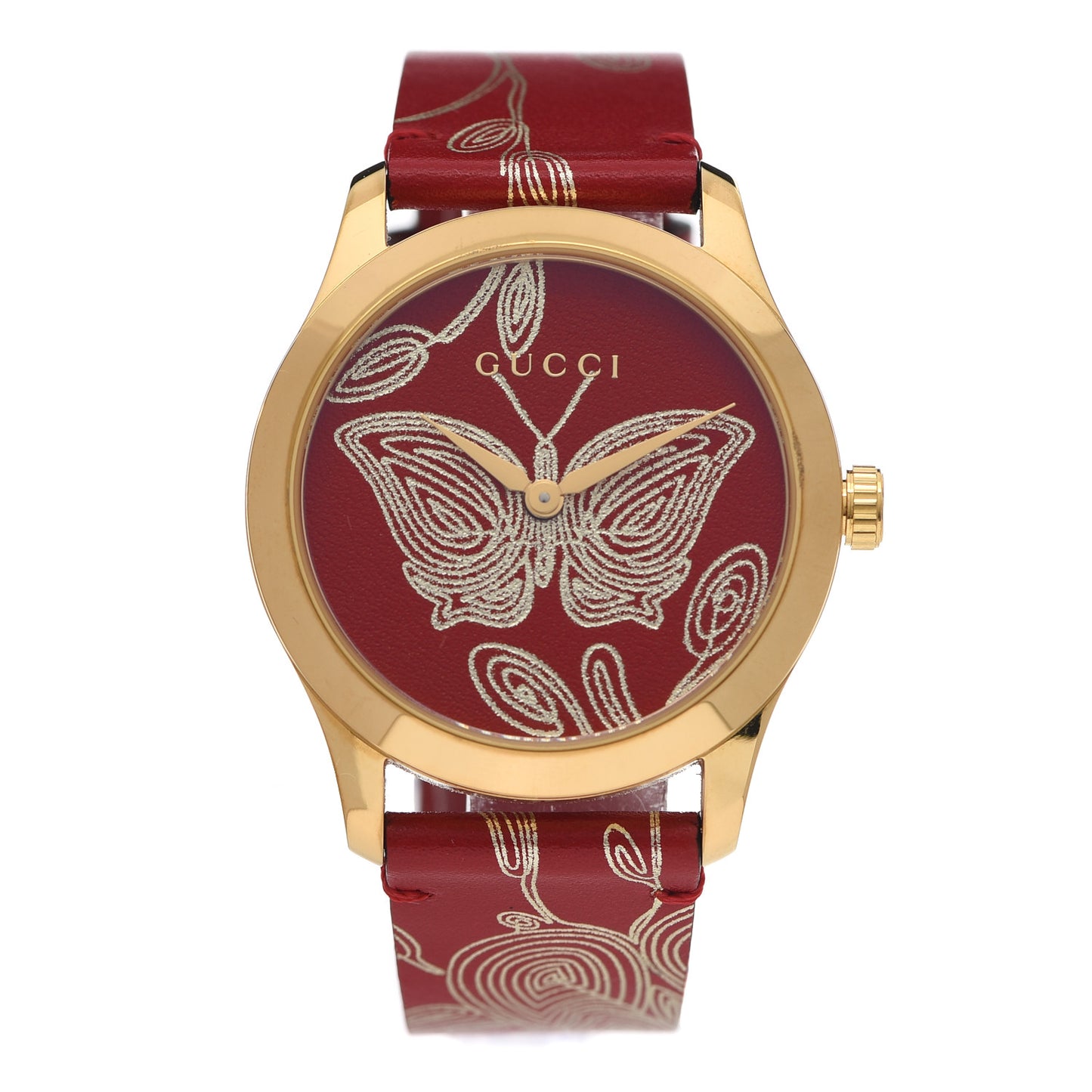 Stainless Steel Calfskin 38mm G-Timeless Butterfly Quartz Watch Red