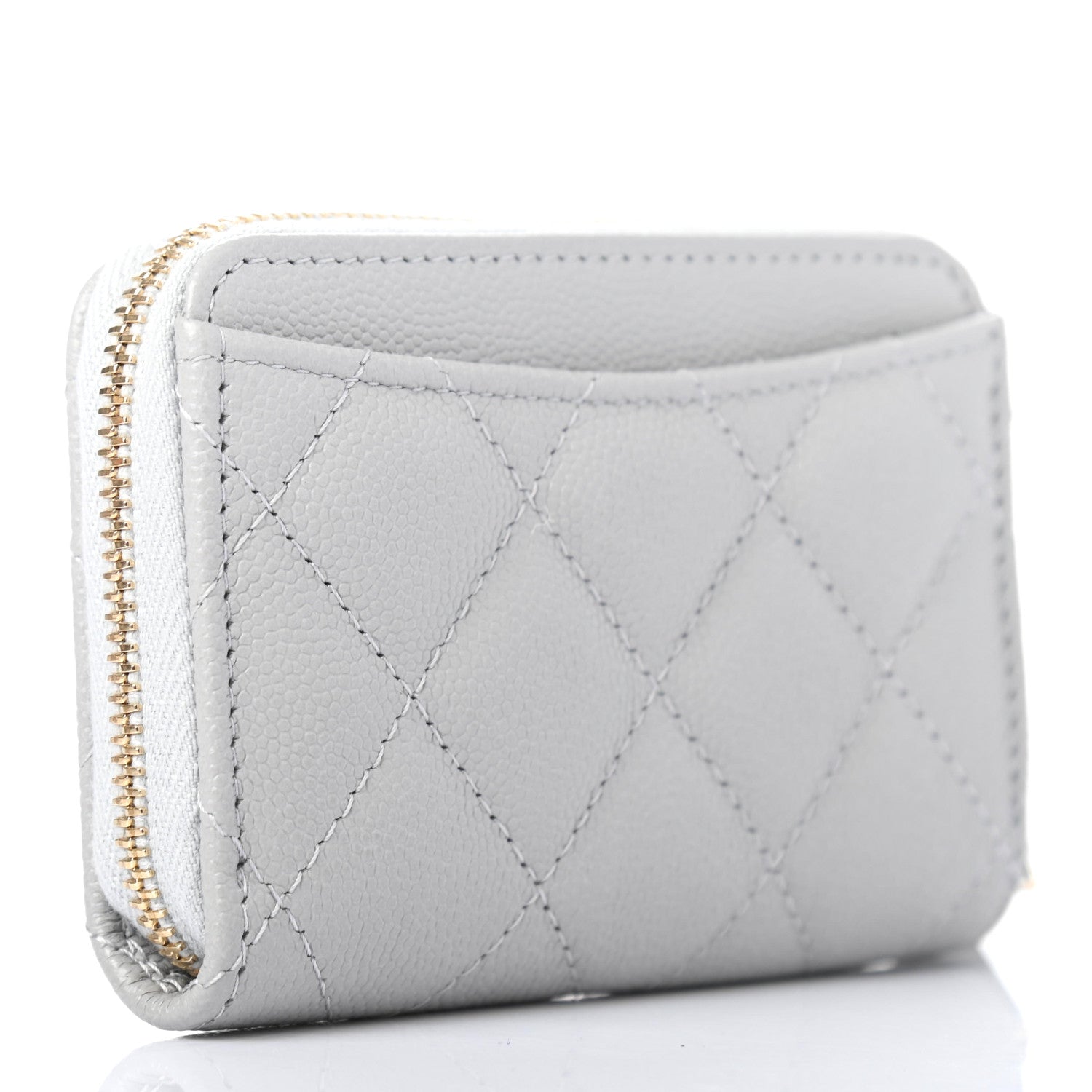 Chanel Caviar Quilted Zip Coin Purse Grey 2 of 5