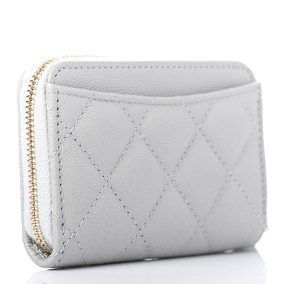 Chanel Caviar Quilted Zip Coin Purse Grey 2 of 5