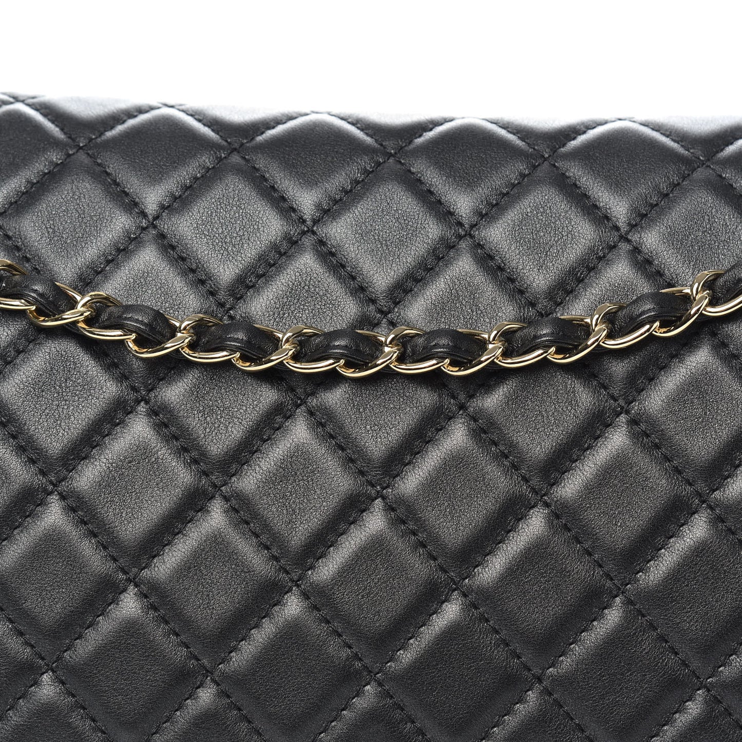 Calfskin Quilted XXL Travel Flap Bag Black