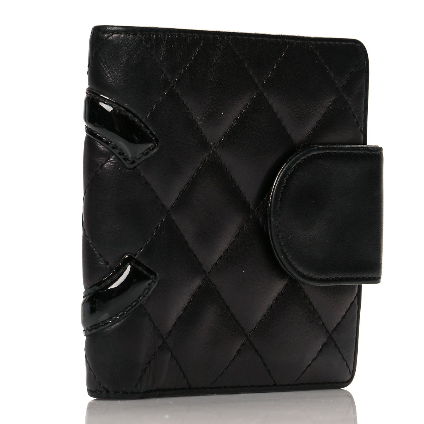 Calfskin Quilted Cambon Bi-Fold Wallet Black