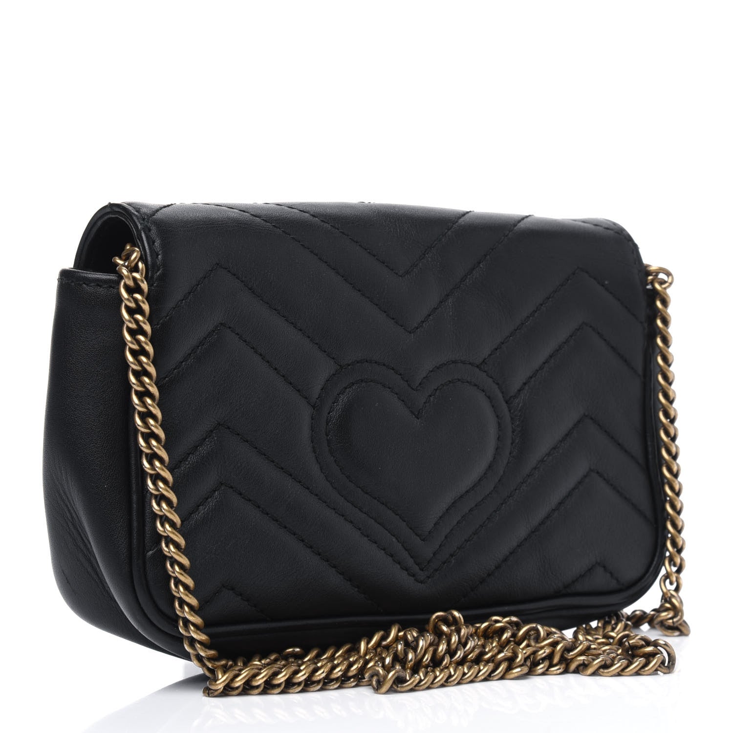 Gucci Calfskin Matelasse Super Mini GG Marmont Shoulder Bag Black 2 of 4