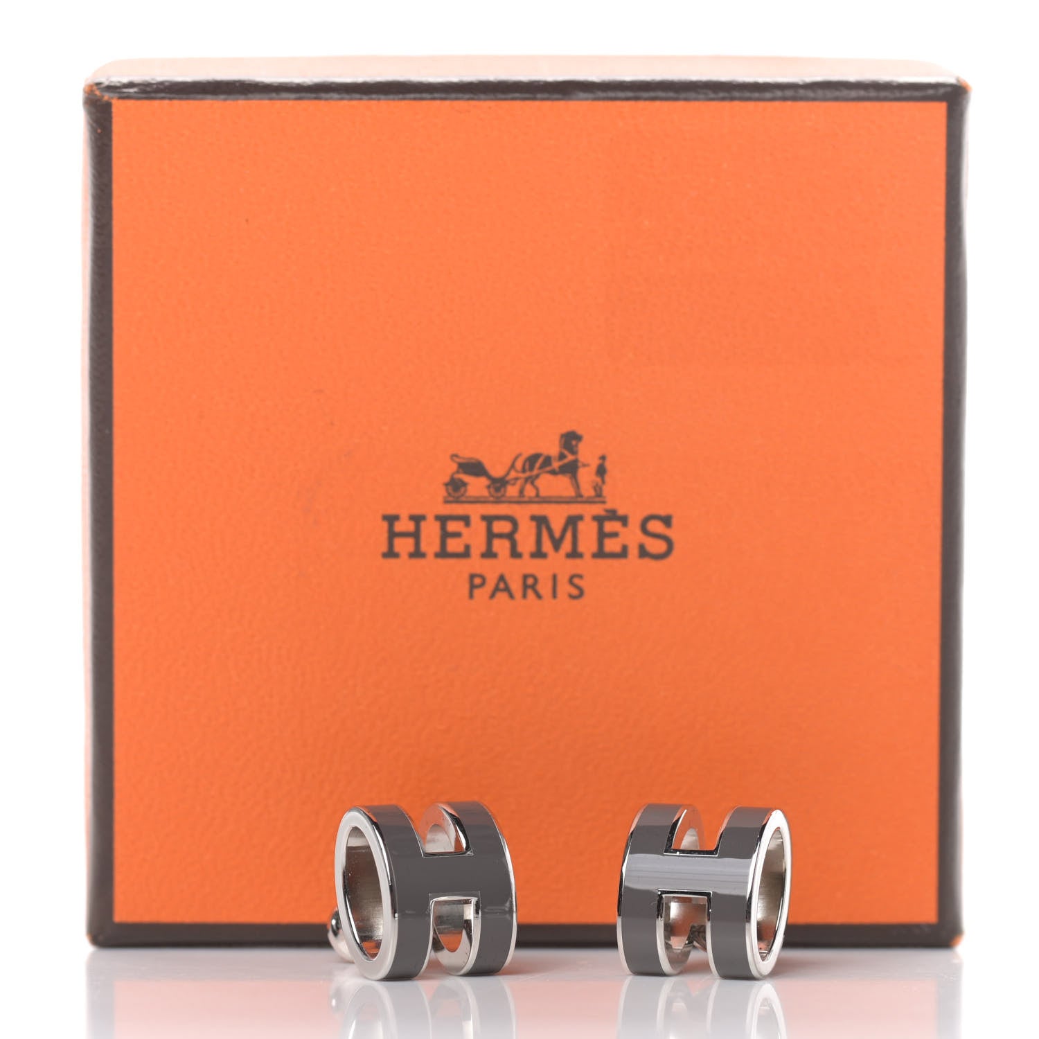 Hermes Silver Lacquered Pop H Earrings Etain 6 of 6
