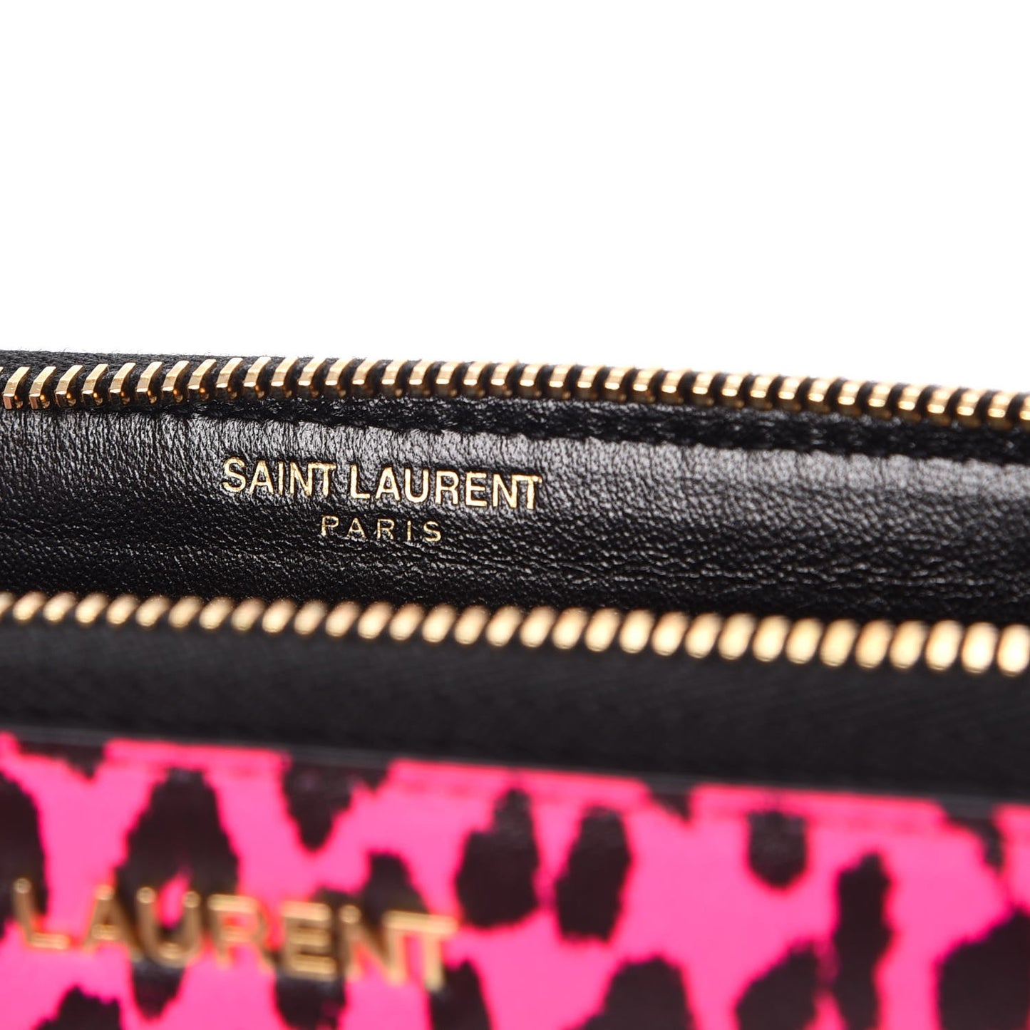 Calfskin Printed Leopard Classic Letters Zip Around Wallet Pink