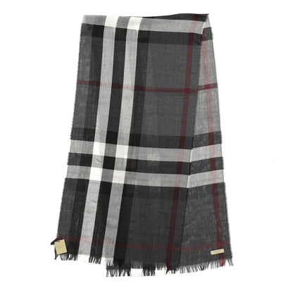 Burberry Wool Cashmere Check Lightweight Scarf Charcoal 2 of 4