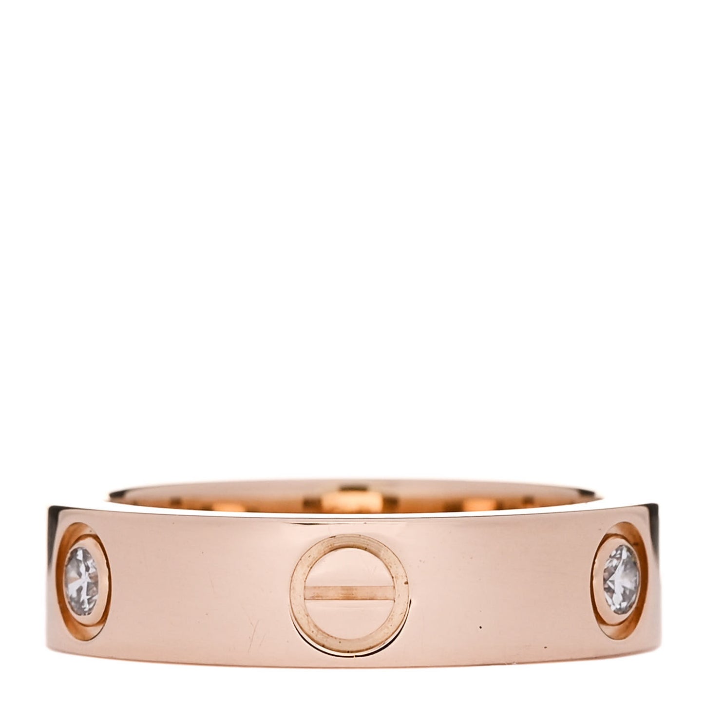 18K Pink Gold 3 Diamond 5.5mm LOVE Ring 56 7.75