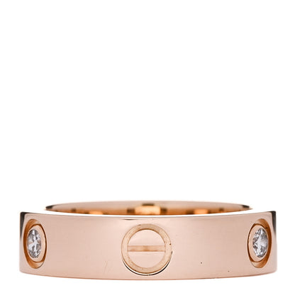 Cartier 18K Pink Gold 3 Diamond 5.5mm LOVE Ring 56 7.75 3 of 5