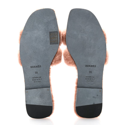 Hermes Woolskin Oran Sandals 39 Rose Aube 5 of 8