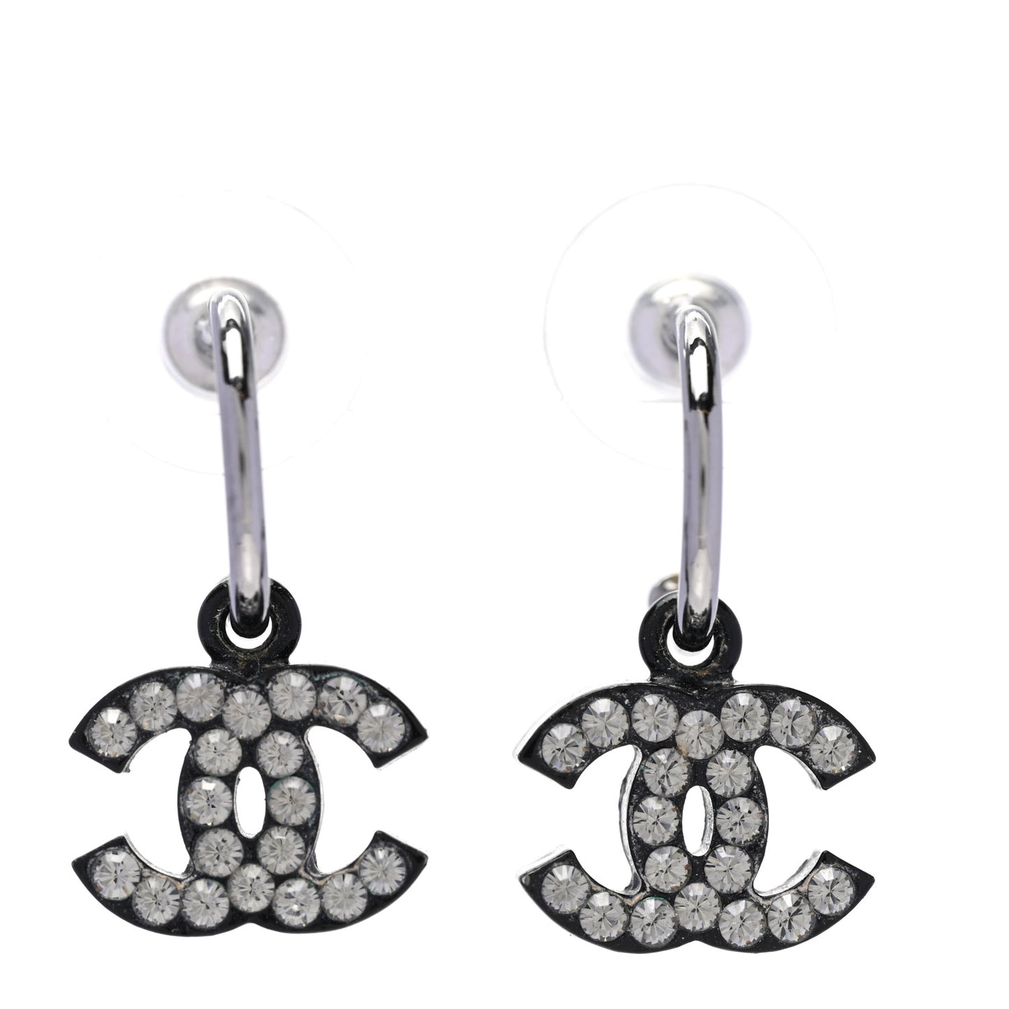 Ruthenium Crystal CC Hoop Drop Earrings