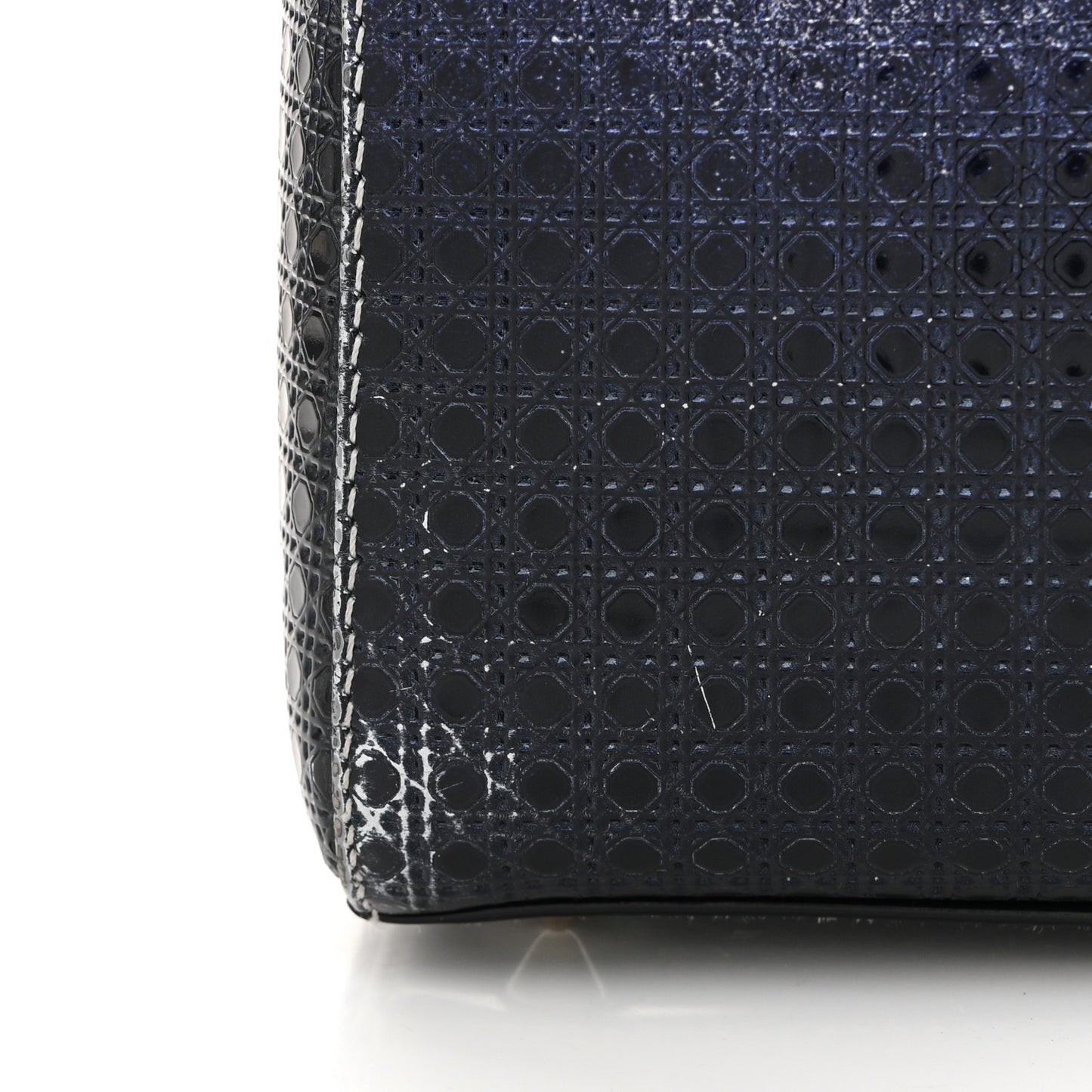 Metallic Patent Micro-Cannage Gradient Medium Lady Dior Silver Blue