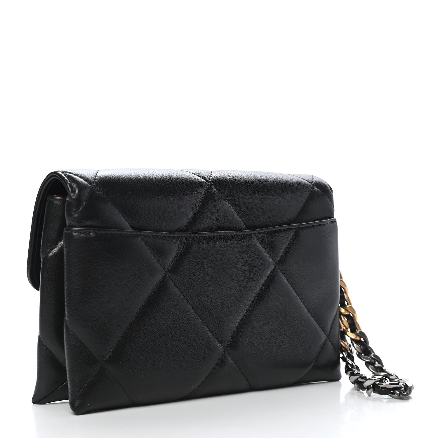 Chanel Lambskin Quilted Chanel 19 Flap Clutch Black 3 of 10