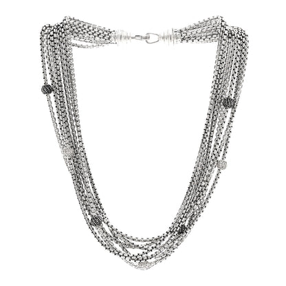 David Yurman Sterling Silver Black Diamond Box Chain Eight Strand Necklace 3 of 5
