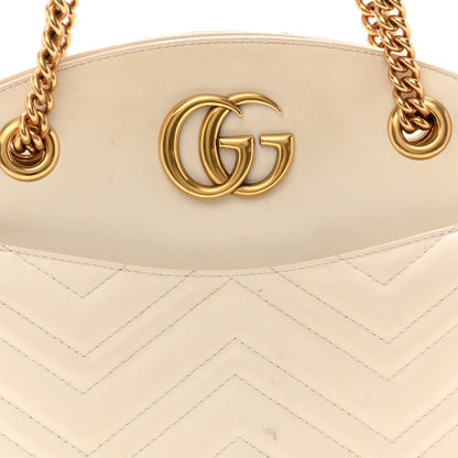 Gucci Calfskin Matelasse Medium GG Marmont Open Top Shoulder Bag White 9 of 15