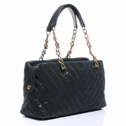 Chanel Iridescent Calfskin Surpique Chevron Small Tote Black 3 of 9